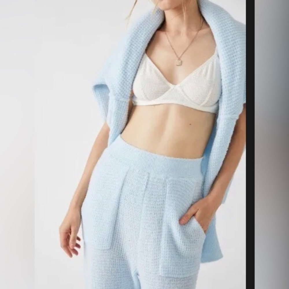 Free people intimately free C.O.Z.Y waffle knit fuzzy jogger Pants size L new - Picture 4 of 5